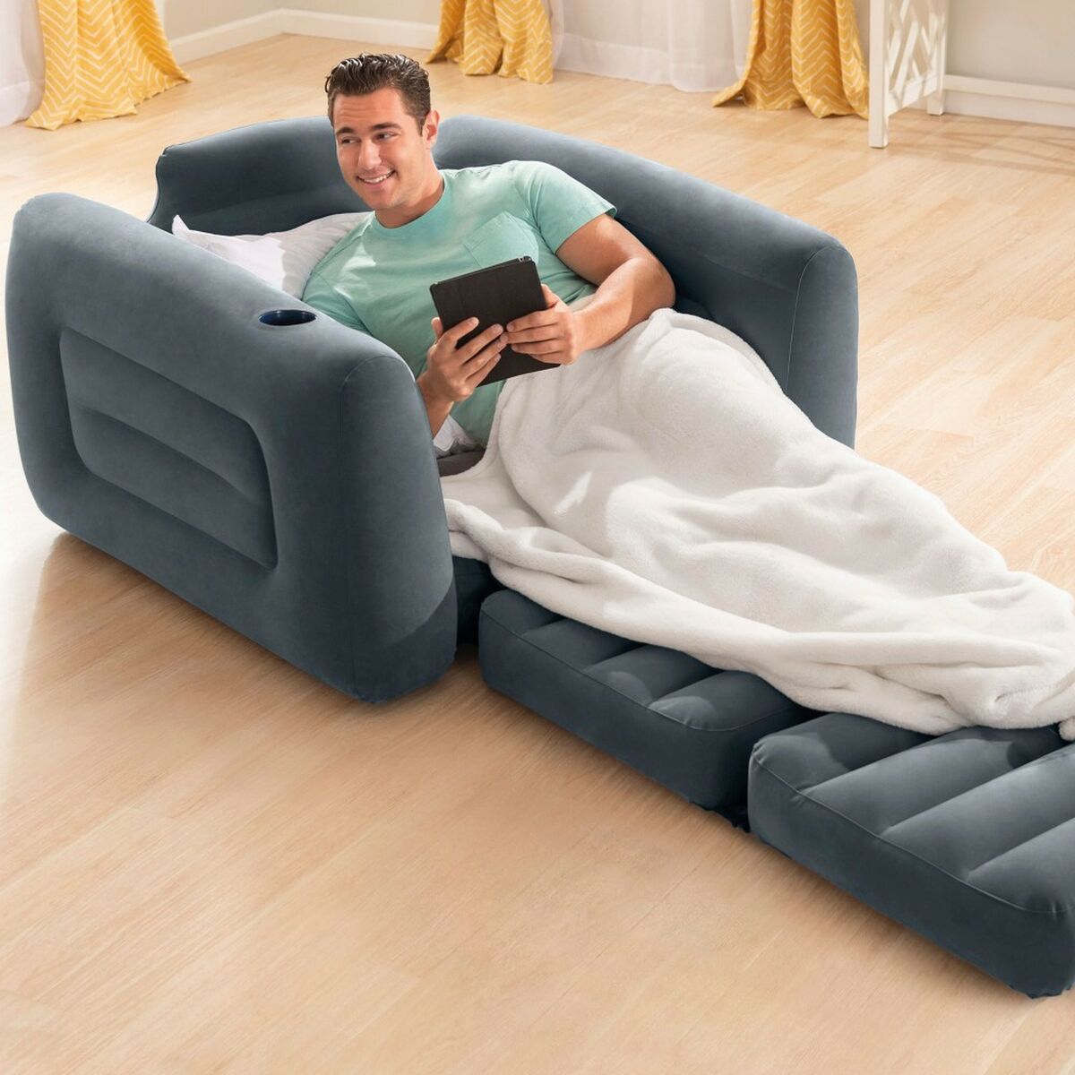 Opblaasbaar Sofabed Intex Pull-Out 177 x 66 x 224 cm Grijs